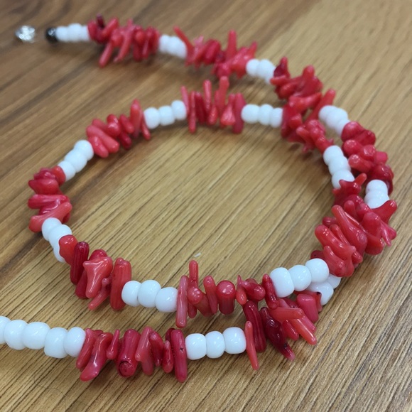 Men's Coral Beaded Necklace,  Handmade Men's Beach Ready Necklace/Men's Jewelry - Picture 3 of 4